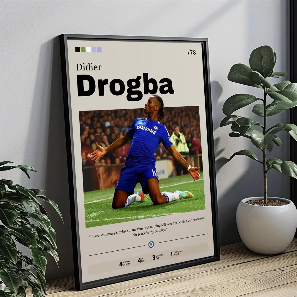 ملصق Modric Saka Drogba ملصق رياضي مطبوع عليه كرة القدم ديكور كرة القدم أسطورة جدار الفن هدية للمروحة