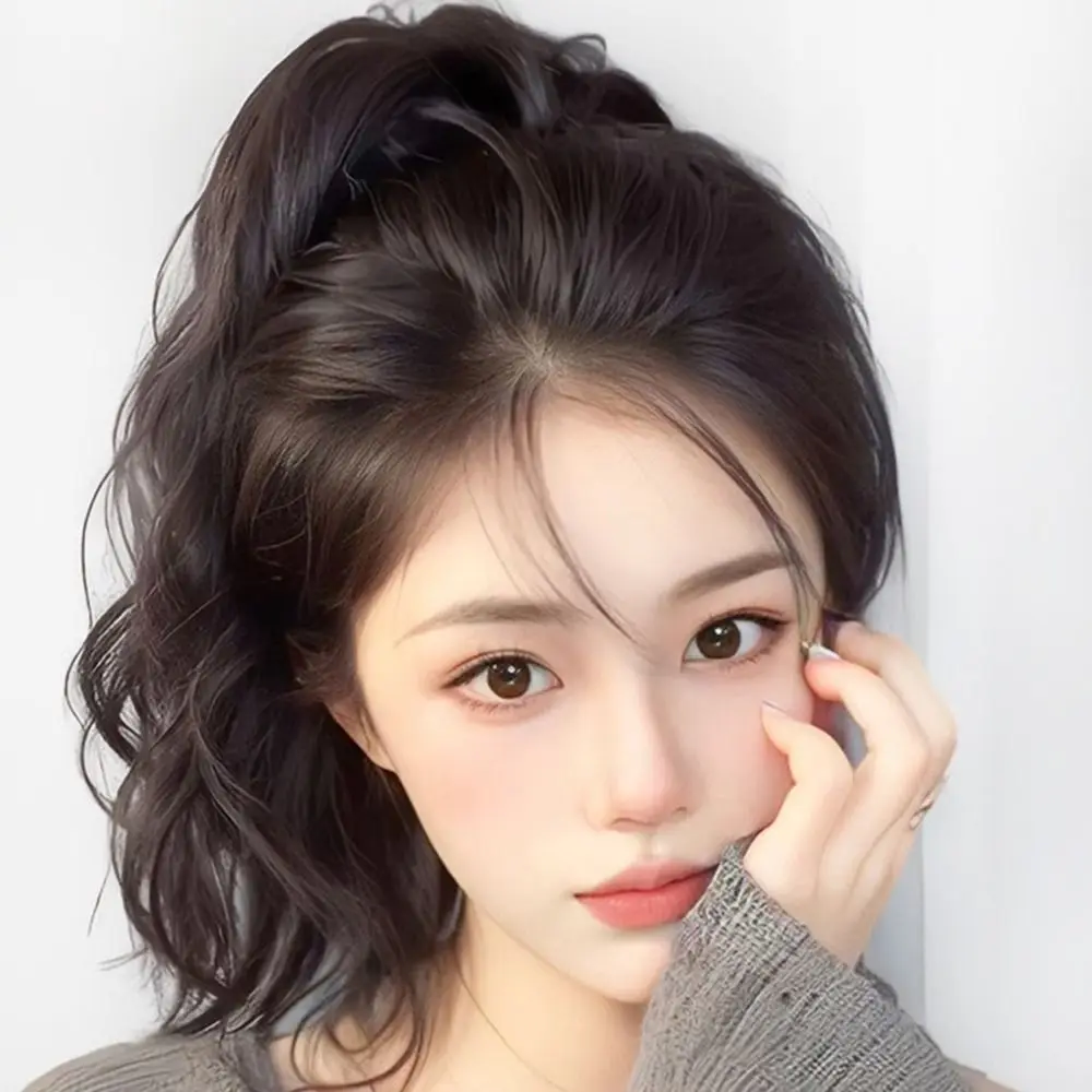 

1Pcs New Heat Resistant Fiber Ponytail Wig 30cm Smooth Wavy Curly Natural Wavy Claw Clip Synthetic Hair Accessories