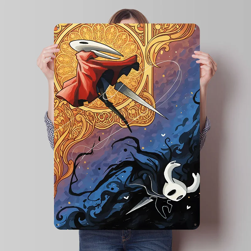 Hollow Knight: Hornet and The Knight Tin Plaque Poster Customized Wall Art Retro Vintage Metal Signs for Gamer Garage Decoration