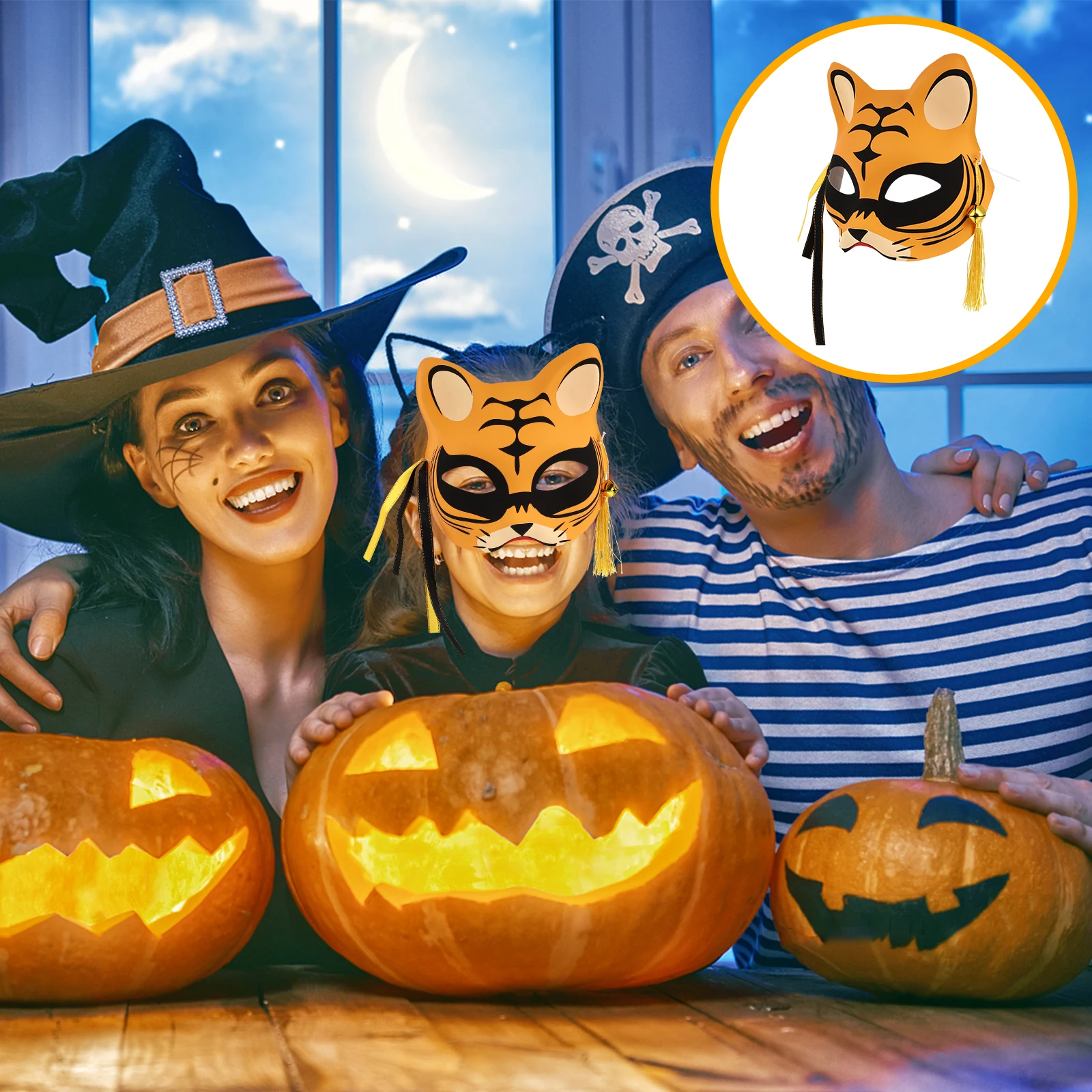 Half Face Tiger Mask Luminous Glow Design Party Supply For Cosplay Festival Nightclub Performance Decoration Accessory