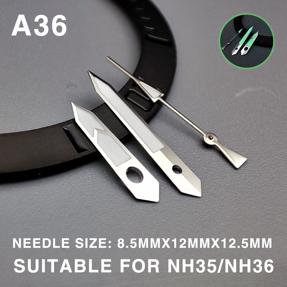 Watch Accessory Hands Superluminova Blue-Green Hands for NH36/35, 4r36 A1~A104 Case Movement