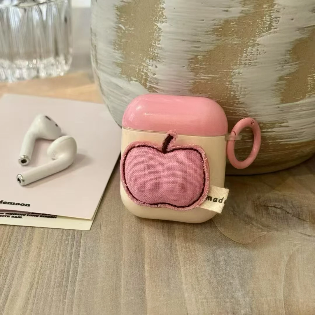 

Korea lovely apple couple silicone earphone case coque for airpods 4 3 2 1 protection cover for airpods pro 3 shell cute pendant