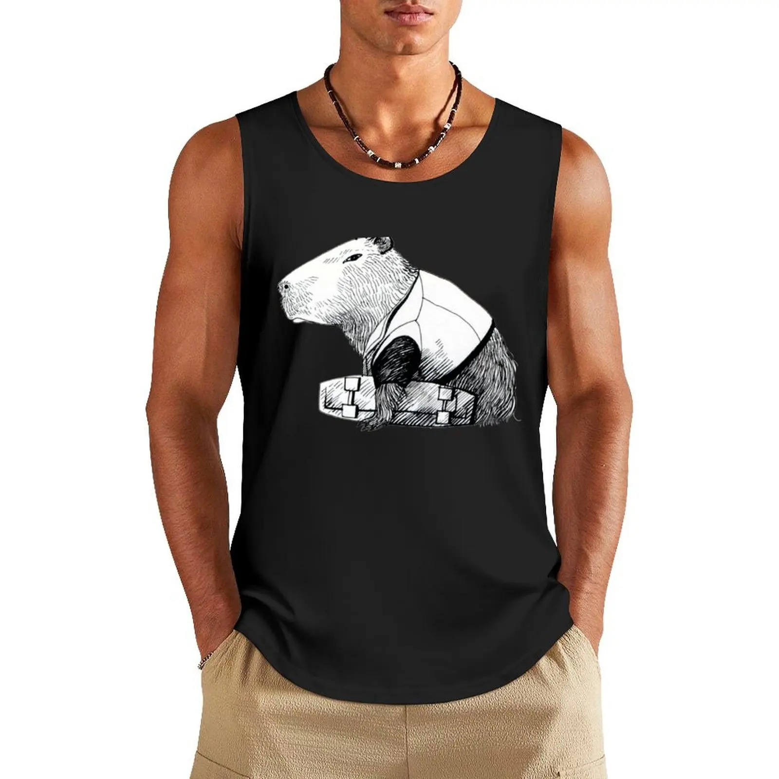 

Capybara suspicious skater Tank Top vests for men Male vest gym accessories men Vest male