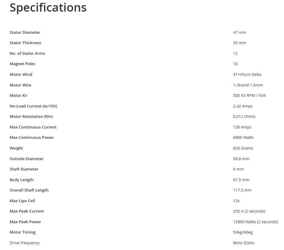 In Voorraad COMBOVE TYPE III 4735-500KV-1.5MM Borstelloze Motor Koperdraad 6 MM Diameter 700 800 Klasse Helikopter