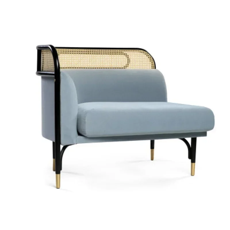 A  Nordic Fabric Double Sofa Leisure Cafe Hotel Lobby Reception Rattan Sofa Chair