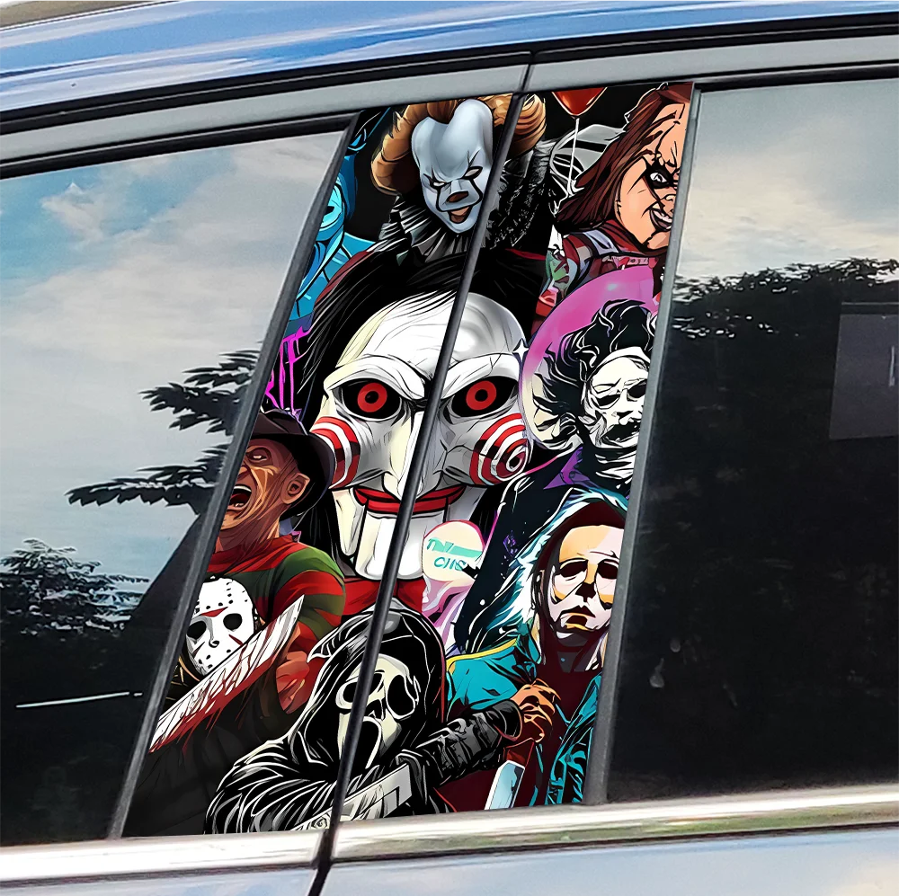 Personaggio horror Fantasma Adesivi per auto Halloween Auto B Pilastro Decorazione impermeabile Copertura Graffi Porte auto Pilastro Protezione solare Decalcomanie