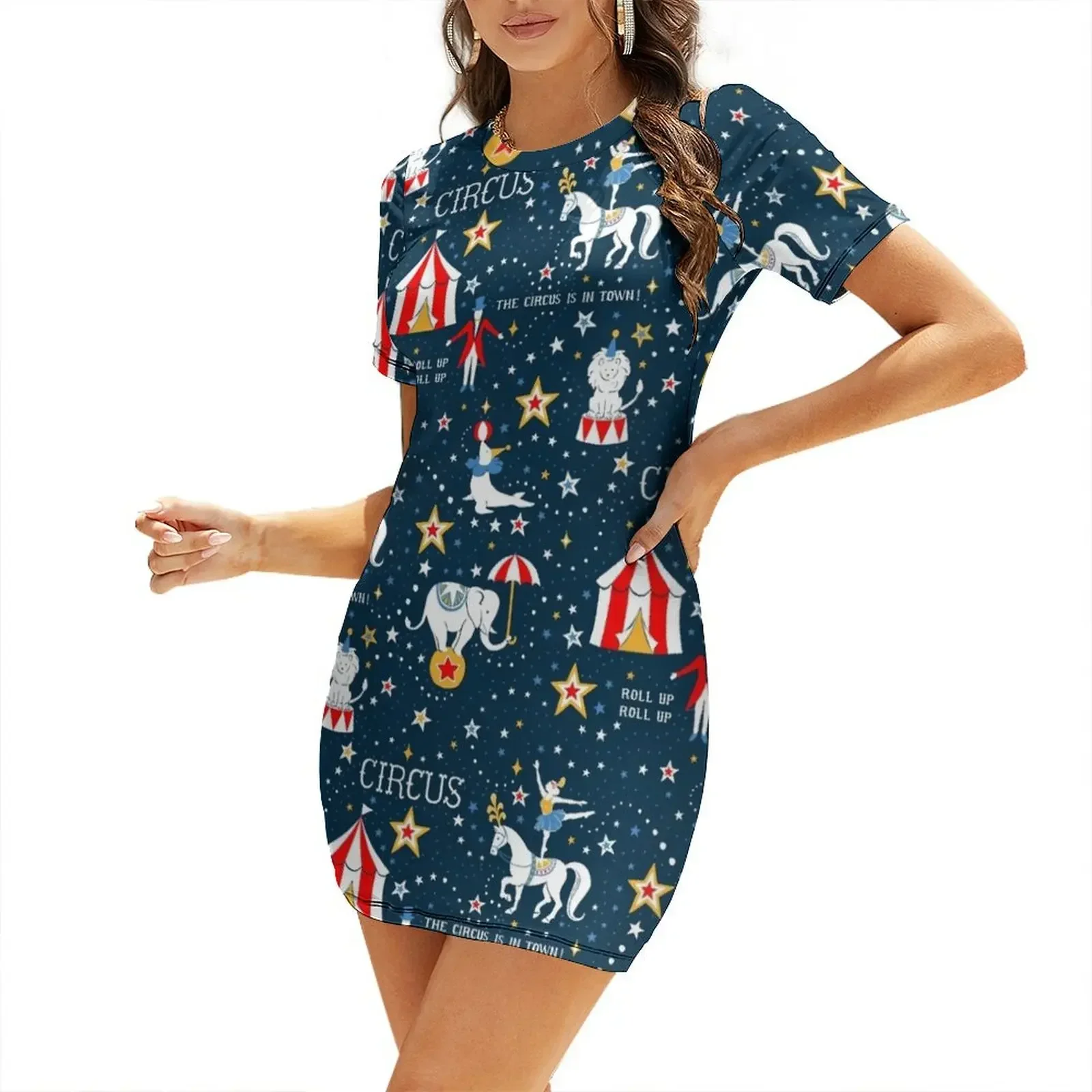 

Retro Circus Short-Sleeved Dress luxury dresses Party dresses Evening dresses women's clothing summer 2026 novelties