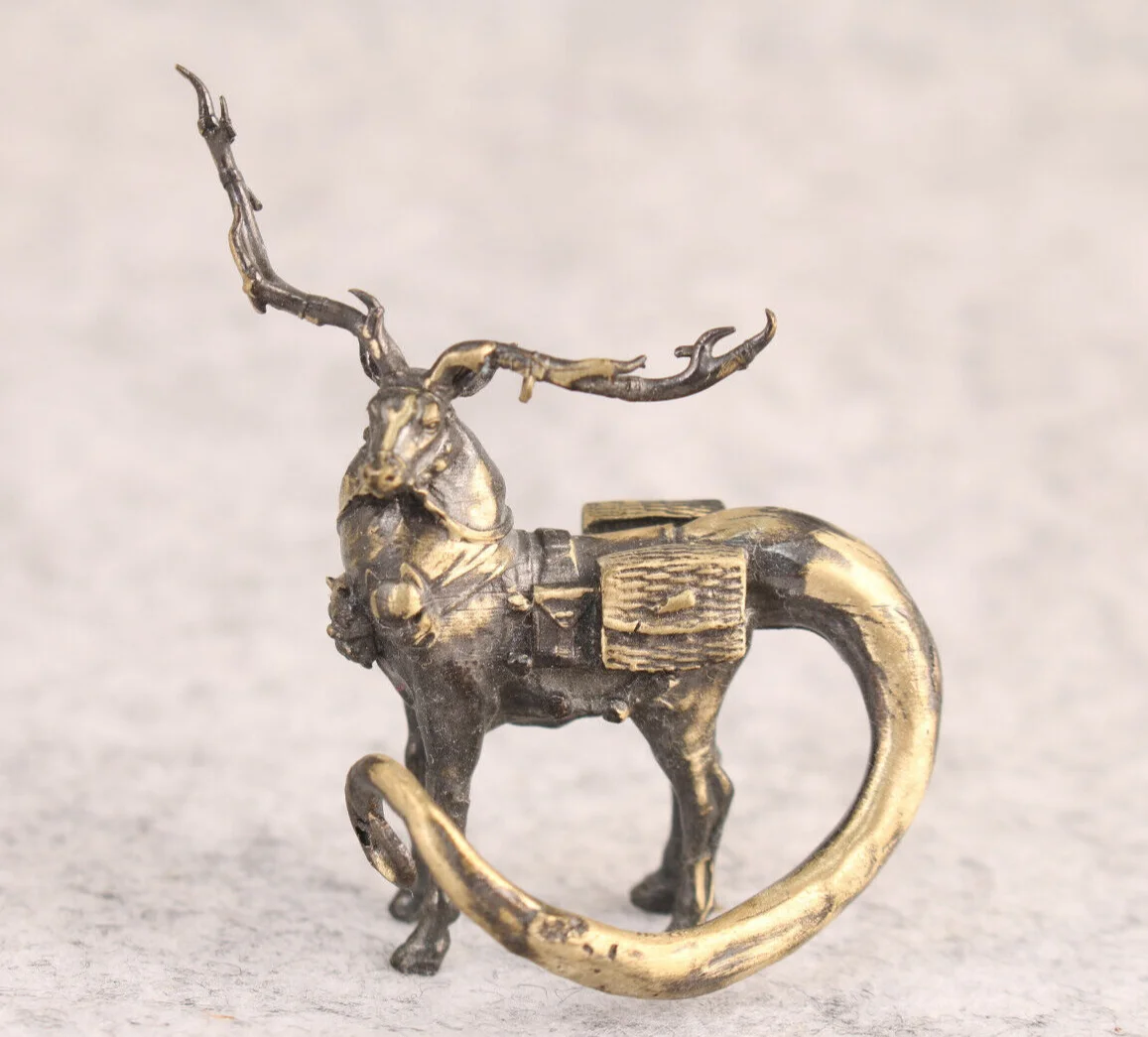 

Rare collection bronze art dragon horse Figure statue netsuke table decor