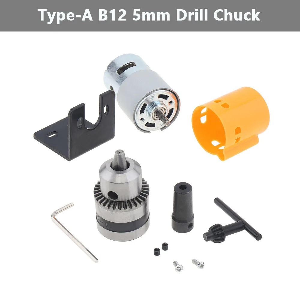 

12V/24V 775 DC Motor Drill Chuck B10/B12/JT0 DIY Table Bench Drill Bit Electric Polishing Tool Accessories Woodworking Tools