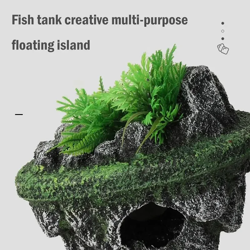 Aquarium Steingarten Dekoration Kreative Aquarium Schwimmende Insel Ornamente Fisch Garnelen Höhle Verstecken Shelter Ungiftiges Harz Dekor