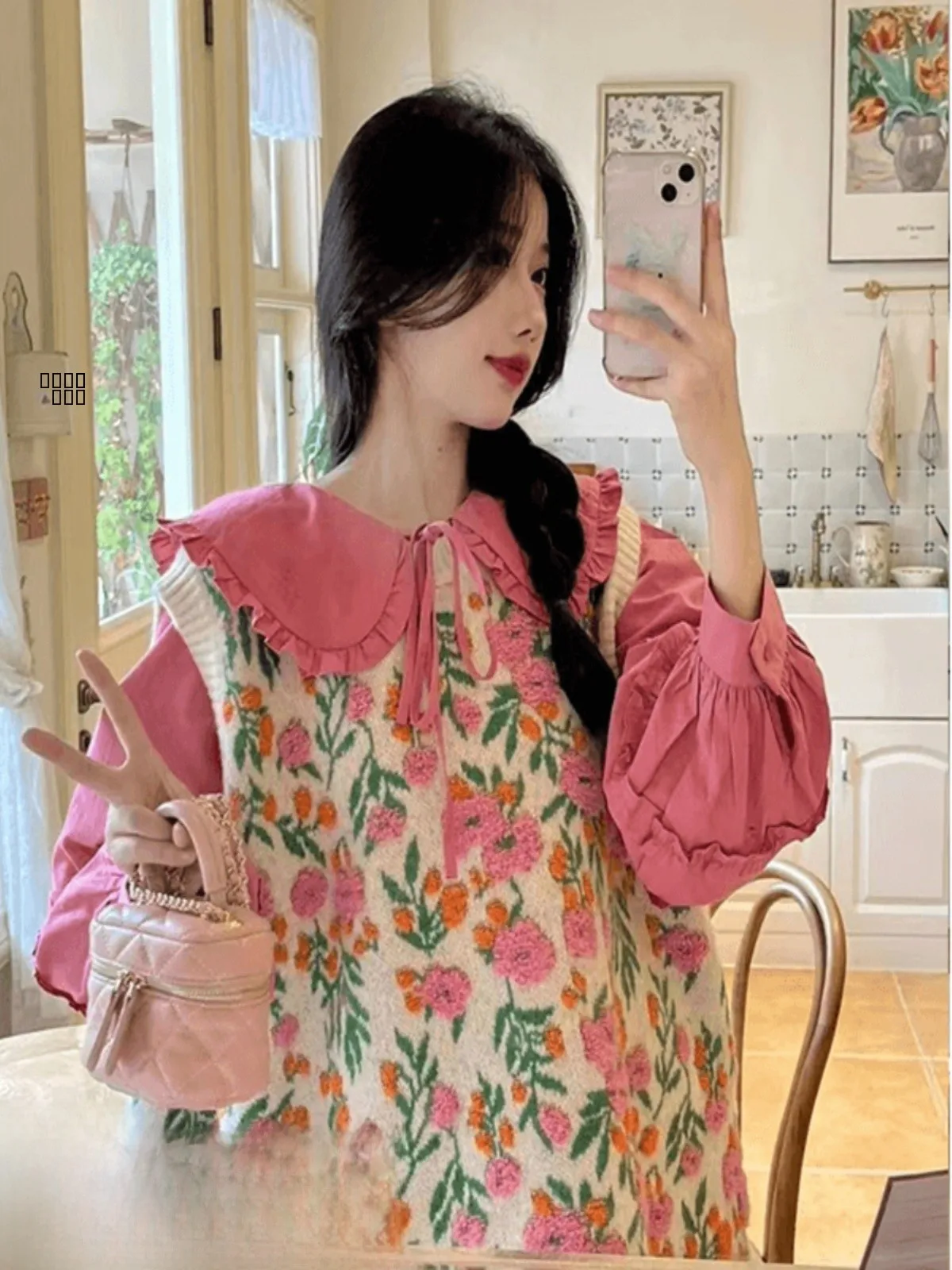 

Женский вязаный жилет больших размеров с цветочным принтом, свободный крой, закрывающий живот, модный возрастной свитер, жилет, универсальный для больших ...