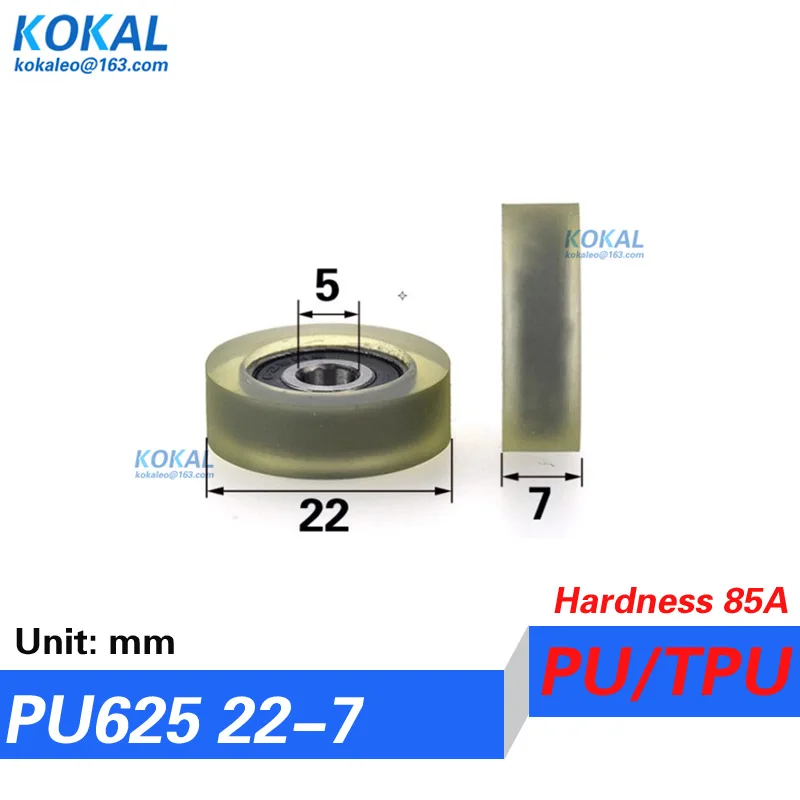[PUd5]10PCS flat type drawer guide TPU PYC soft 625RS ball bearing Embroidery Machine roller wheel 5*22*5mm 0522T 20/22/25
