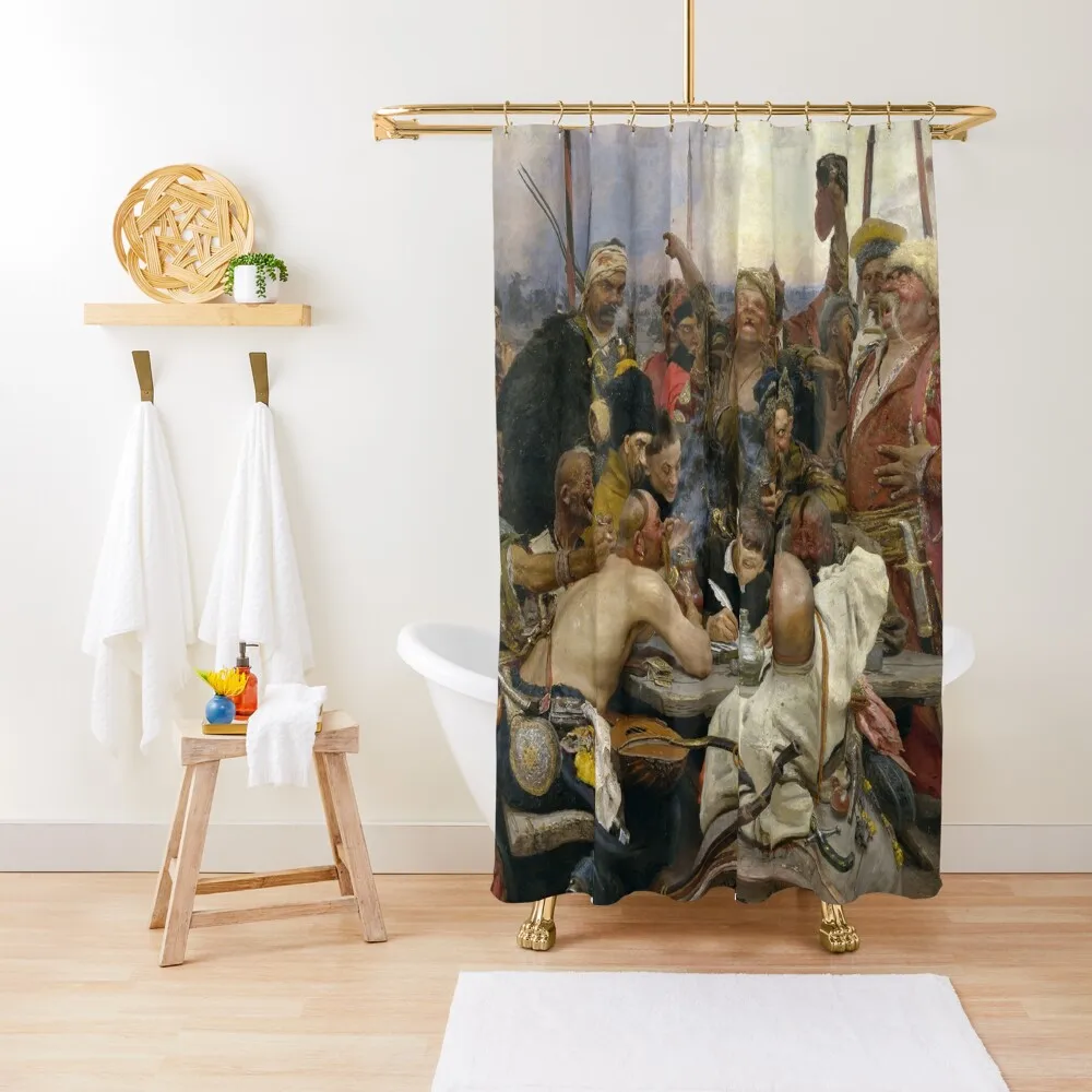 

The Reply of the Zaporozhian Cossacks to Sultan Mahmoud IV - Ilya Repin Shower Curtain Waterproof Bath And Anti-Mold Curtain