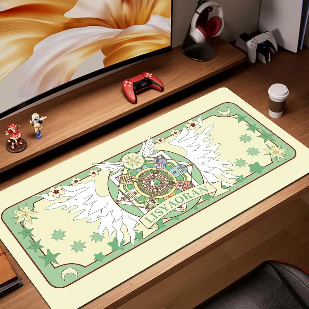 

Large Gaming Keyboard Mouse Pad Xxl Sakura Card Anime Mousepad Clow Card Mousemat Computer Office Tablemat Extended Desk Mat