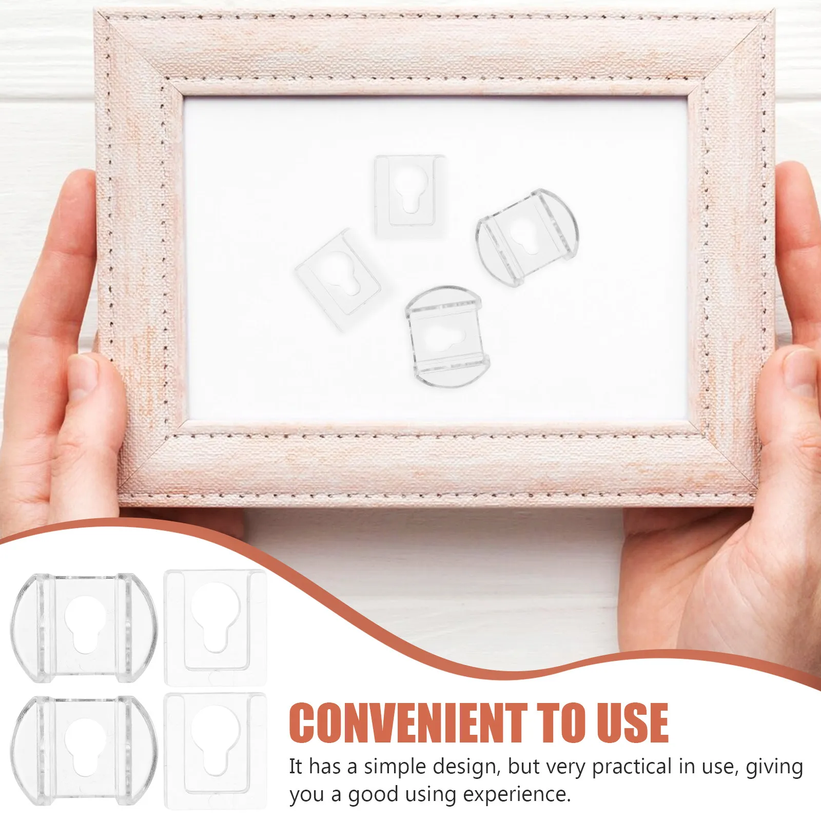 8Pcs Acrylic Keyhole Hangers for Picture Frames Photo Albums Mirrors Interlocking Hook Design Heavy Duty Frame Hanger Tool - view 5