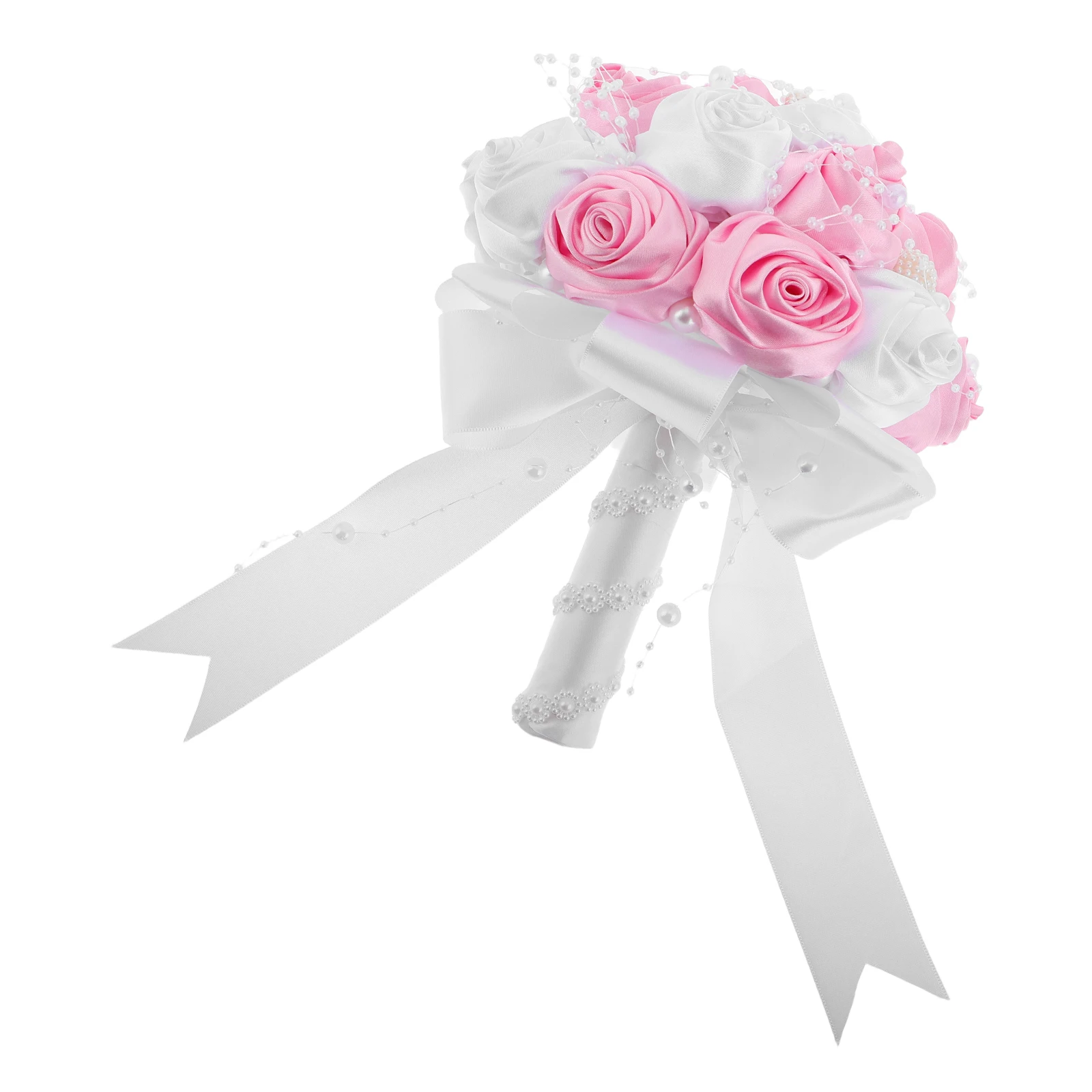 

Wedding Bouquet Bridal Cloth Flowers Artificial Plastic Rose Bridesmaid Elegant Design Satin Fabric Vibrant Roses Versatile
