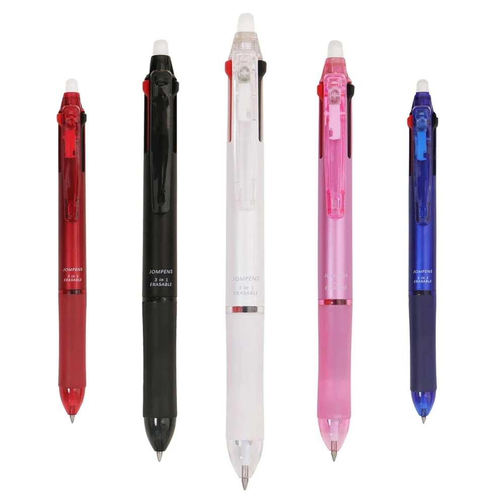 0.7mm 3 In 1 Erasable Gel Pen Set with Eraser Red Blue Black Magic Ink Washable Handle Office School Kawaii Writing Supplies