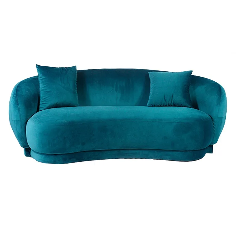 Home Furniture European Elegant Design Style Living Room Modern Fabric Navy Blue Velvet 2 Seater Sofa