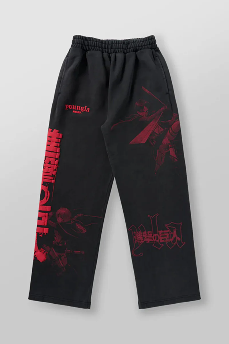 New American sweatpants Gym fitness running stretch collaboration anime cool jogger cotton terry printed wide-leg casual pant