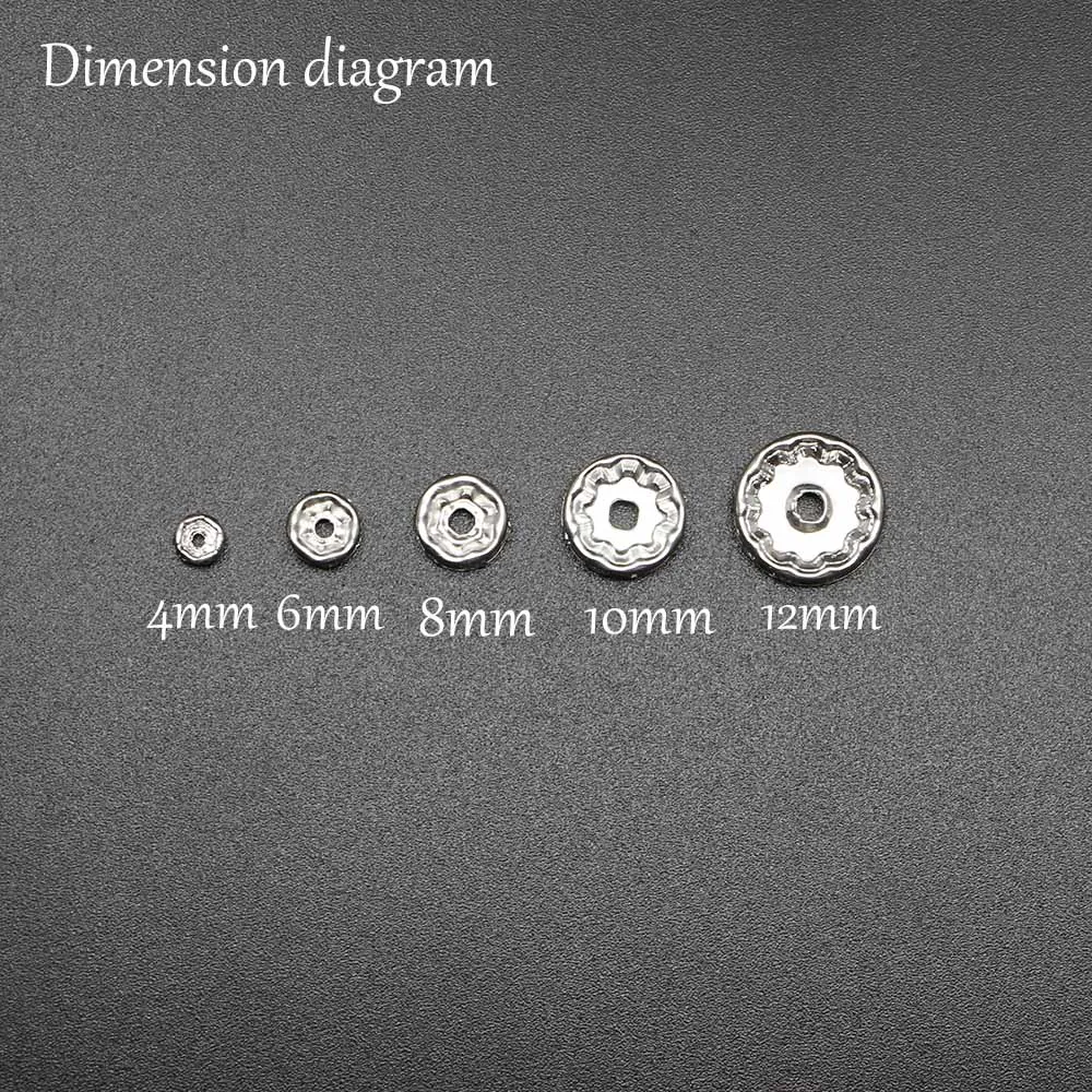 50Pcs/lot 4 6 8 10mm Metal Loose Rhinestone Spacer Beads Rondelles Crystal Bead For DIY Jewelry Making Supplies Accessories