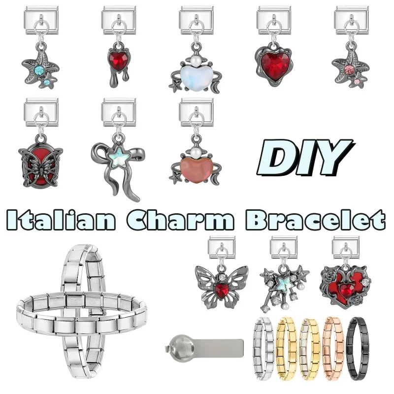 جديد زوجين سحر سوار ستار جارلاند القوس القمر سحر قلادة الروابط الإيطالية صالح 9 مللي متر سوار الفولاذ المقاوم للصدأ صنع Diy بها بنفسك مجوهرات #5