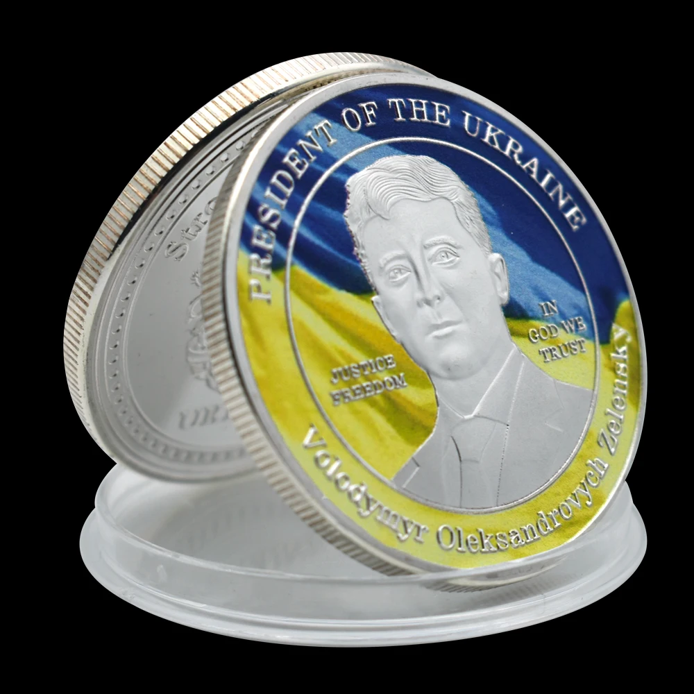 Zelensky Gold Coin Ukrainian President Coins Collectibles Challenge Coin Color Plating Lucky Coin In God We Trust Coin