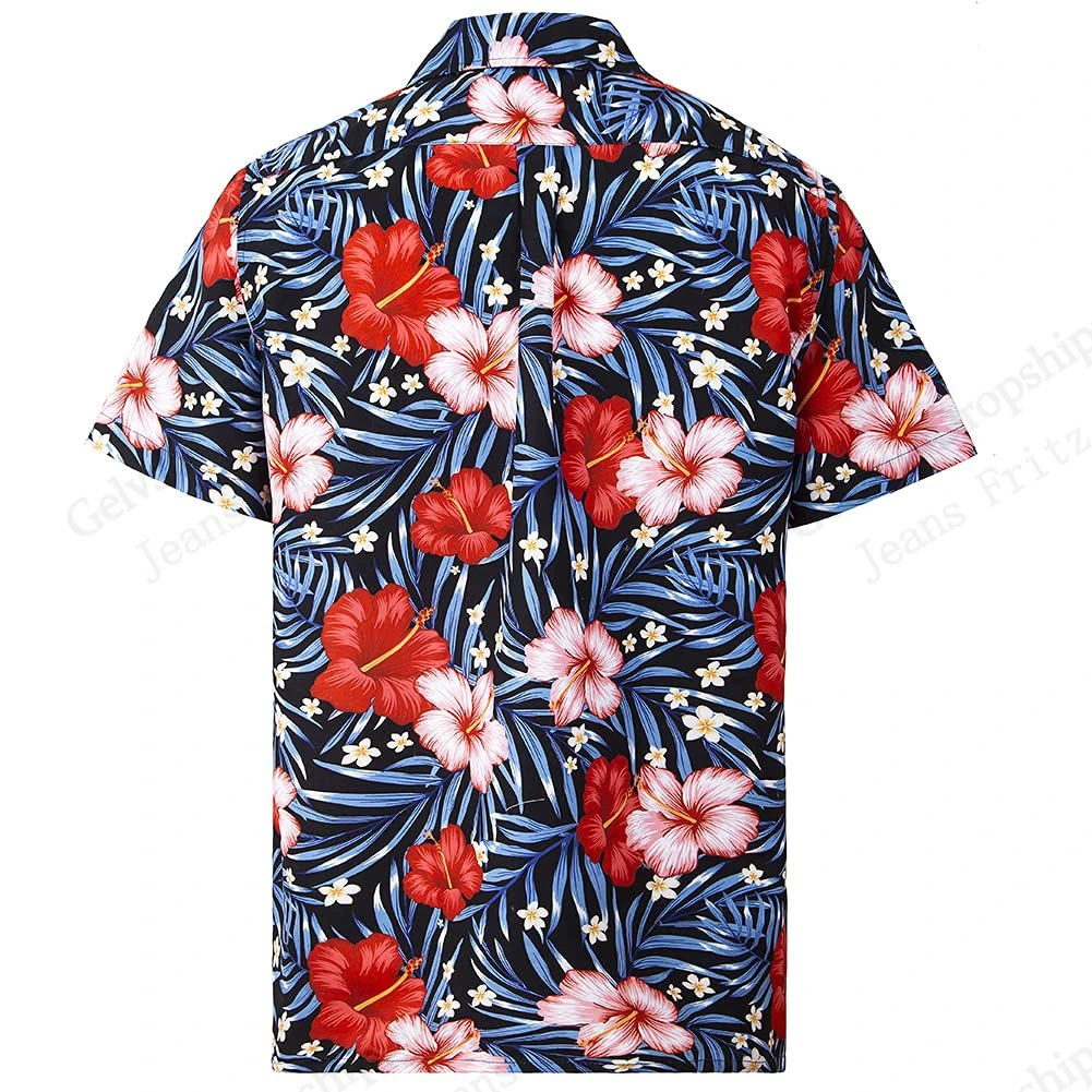 

2025 New Fashion Hawaiian Shirt For Men Shirt Flower 3d Print Shirt Short Sleeve Single Breasted Beach Shirts Women Blouse Korea