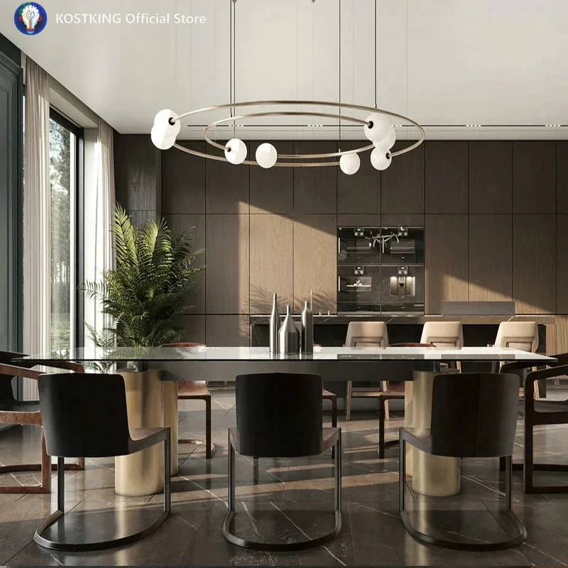 مصمم الحديثة الحد الأدنى التعميم قلادة مصباح LED غرفة المعيشة كوكب المدار كرة زجاجية مطعم غرفة نوم الديكور الإبداعي #3