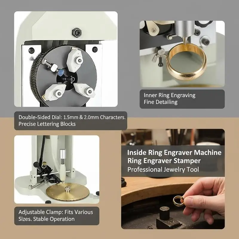 Internal Jewelry Carving Machine 1.5mm-2.0mm Character Block For Jewelry Shop Hobbyist Studio, Double Sided Dial Manual Lettering Tool Metal Ring Marking Equipment Professional Engraving Device view 8