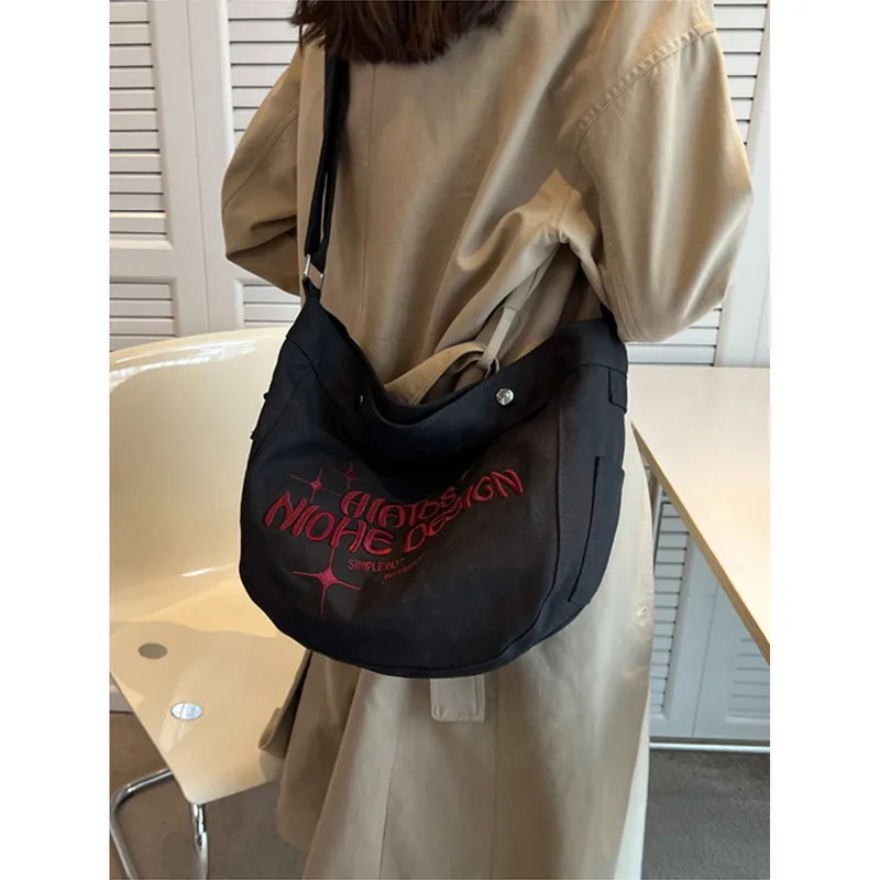 Shoulder Simple Canvas Single Bag Large Capacity Handbags For Women Casual High-Quality Messenger Versatile Luxury Crossbody Y2k