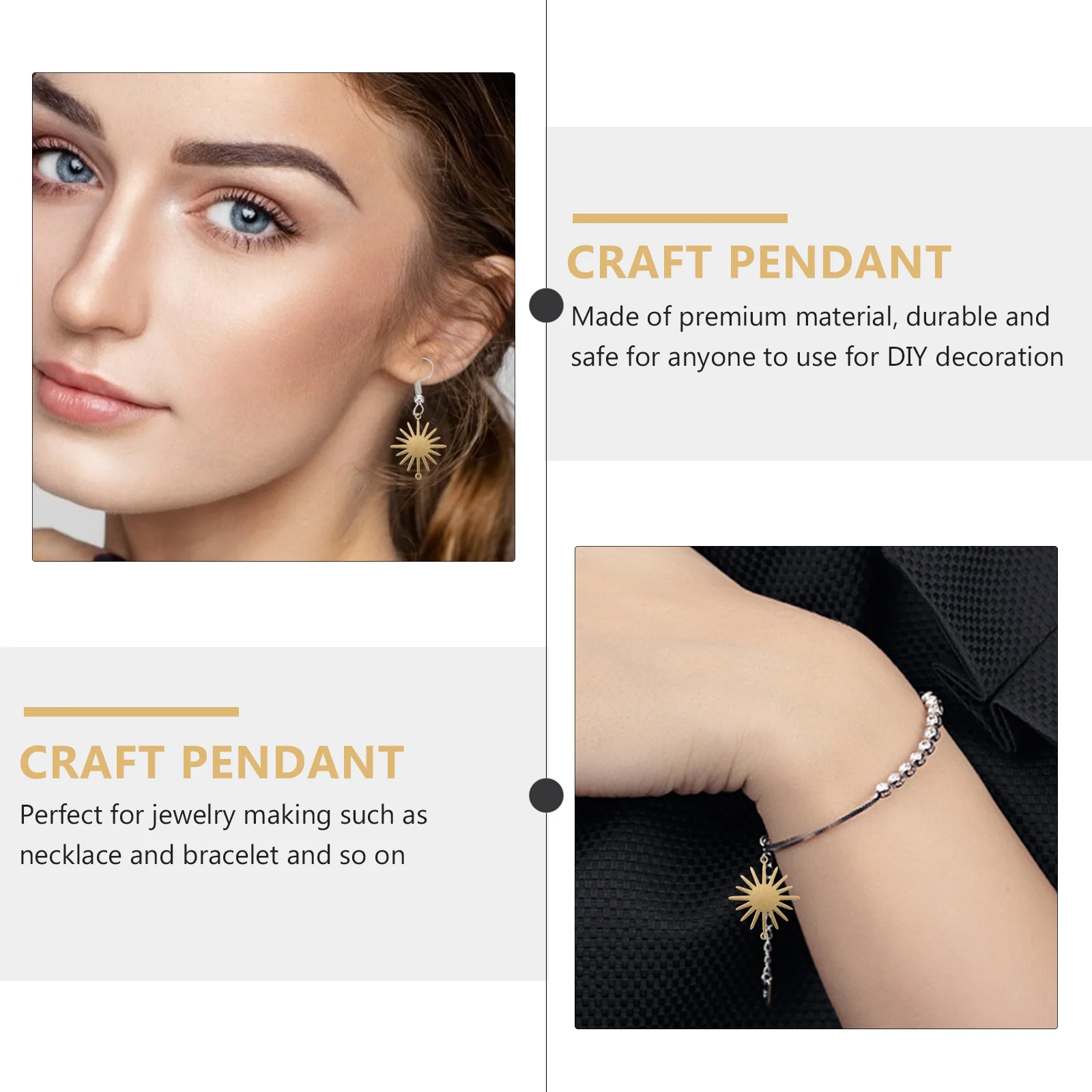 50 Pcs Sun Jewelry Making Shaped Connectors Sunflower Gold Trim DIY Charms Craft Earrings Sun Pendant
