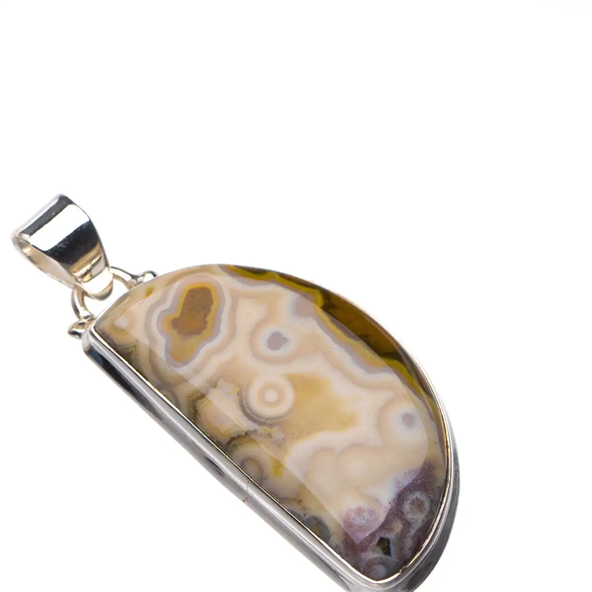 

StarGems Natural Crazy Lace Agate Handmade 925 Sterling Silver Pendant 2" D5941