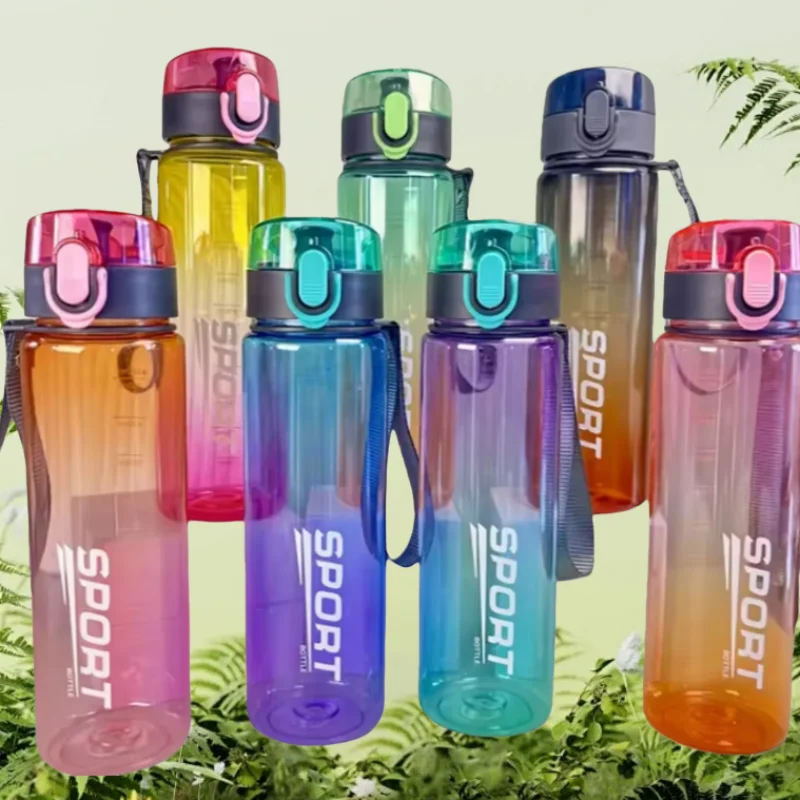 560ml Gradient Sports Water Bottle with Easy-Carry Strap, Leak-Proof PC Material, BPA-Free, Ideal for Gym, Hiking