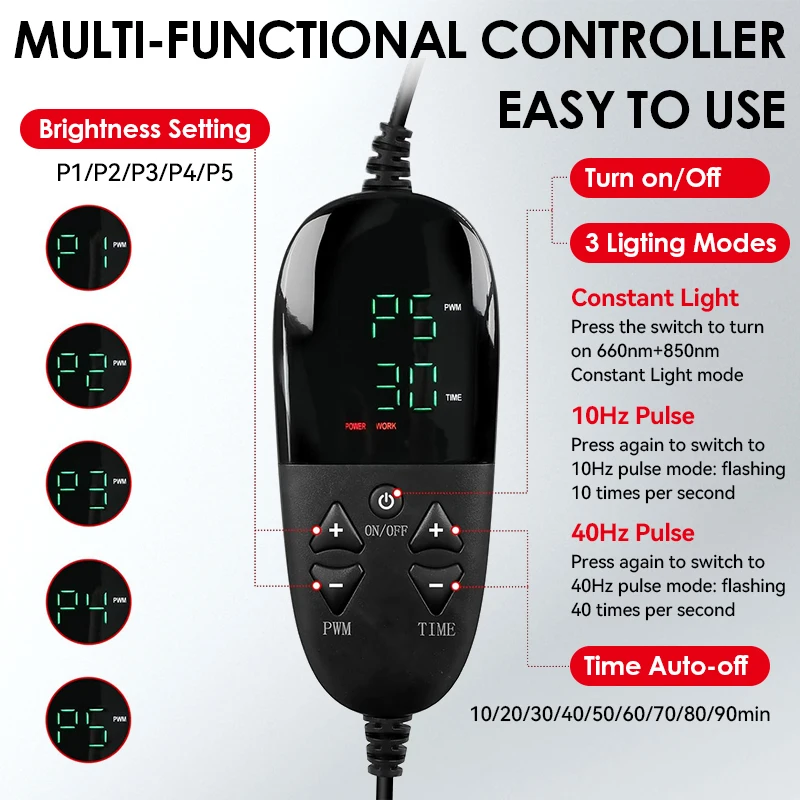 Infrared Red  LED Light Therapy Belt Heating Pad Dual Chip 210 LEDs 660nm&850nm Wearable for Whole Body with Remote Control