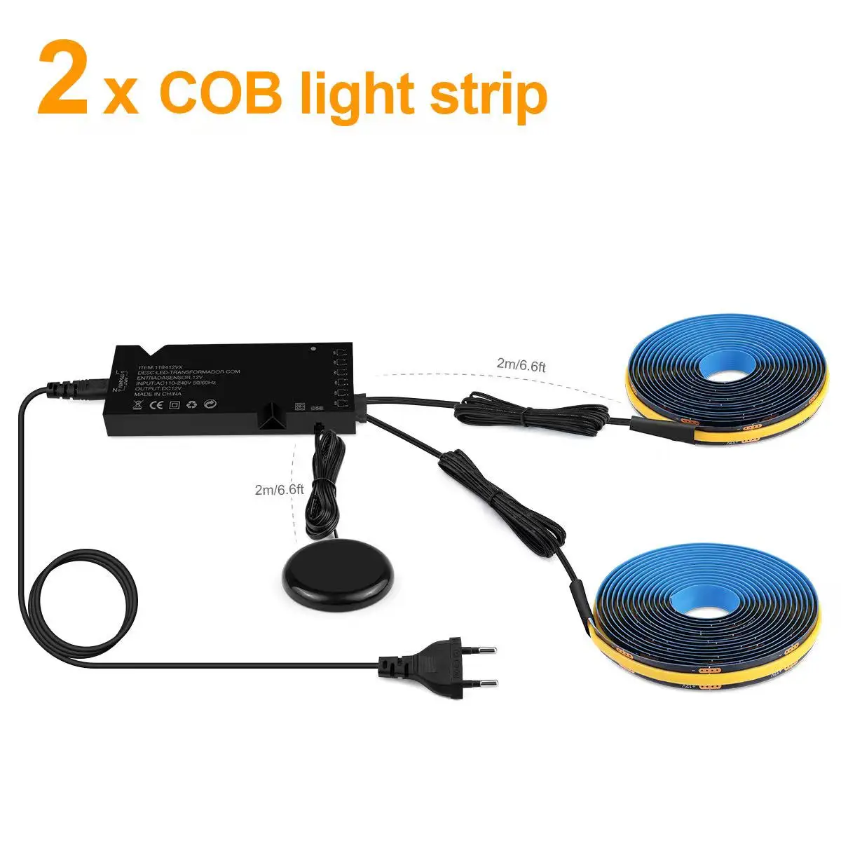 Intelligente durchdringbare Holz-COB-LED-Streifen, Touch-Sensor-Licht, 1–6 Stück, 1–3 m, schwarze PCB, eingebettete Schrank-TV-Wand-Hintergrundbeleuchtung, parallele Lichter