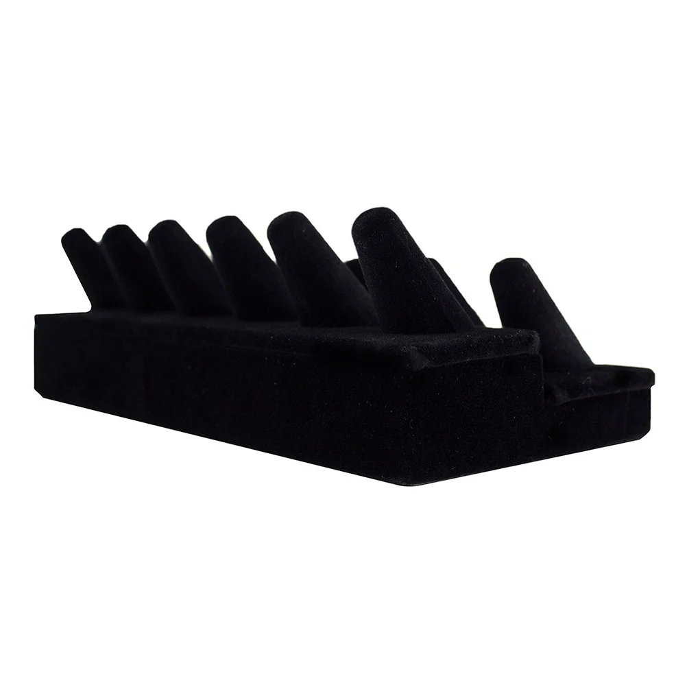 

Черный органайзер для демонстрации колец на 12 пальцев, флокированный держатель для хранения ювелирных изделий, витрина для демонстрации колец и коллекции