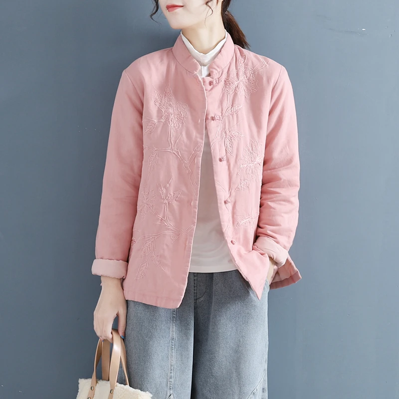 เสื้อคลุมผ้าฝ้ายทรงหลวมสไตล์จีนใหม่ น้ำหนักเบา สำหรับผู้หญิง ไซส์ใหญ่ ชุดกันหนาว ใส่ได้ทั้งฤดูใบไม้ร่วงและฤดูหนาว แขนยาว...