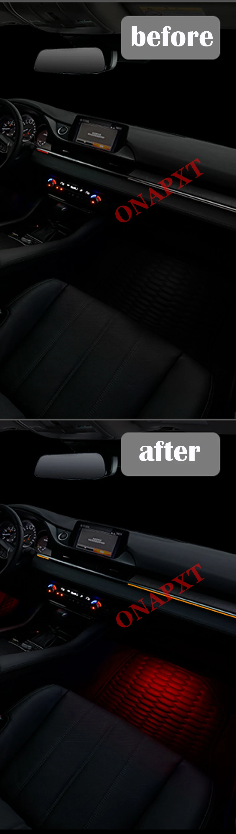 Car Ambient Light Set Decorative 64-Color illuminated Atmosphere Lamp LED Strip For Mazda 6 Atanza 2017-2020 Button Control