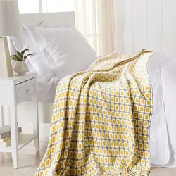 Mustard Yellow Nordic Knitted Throw Blanket Sofa Shawl Soft Blanket with Tassels Scarf Cozy Nap Blankets Chunky Bedspread Cover