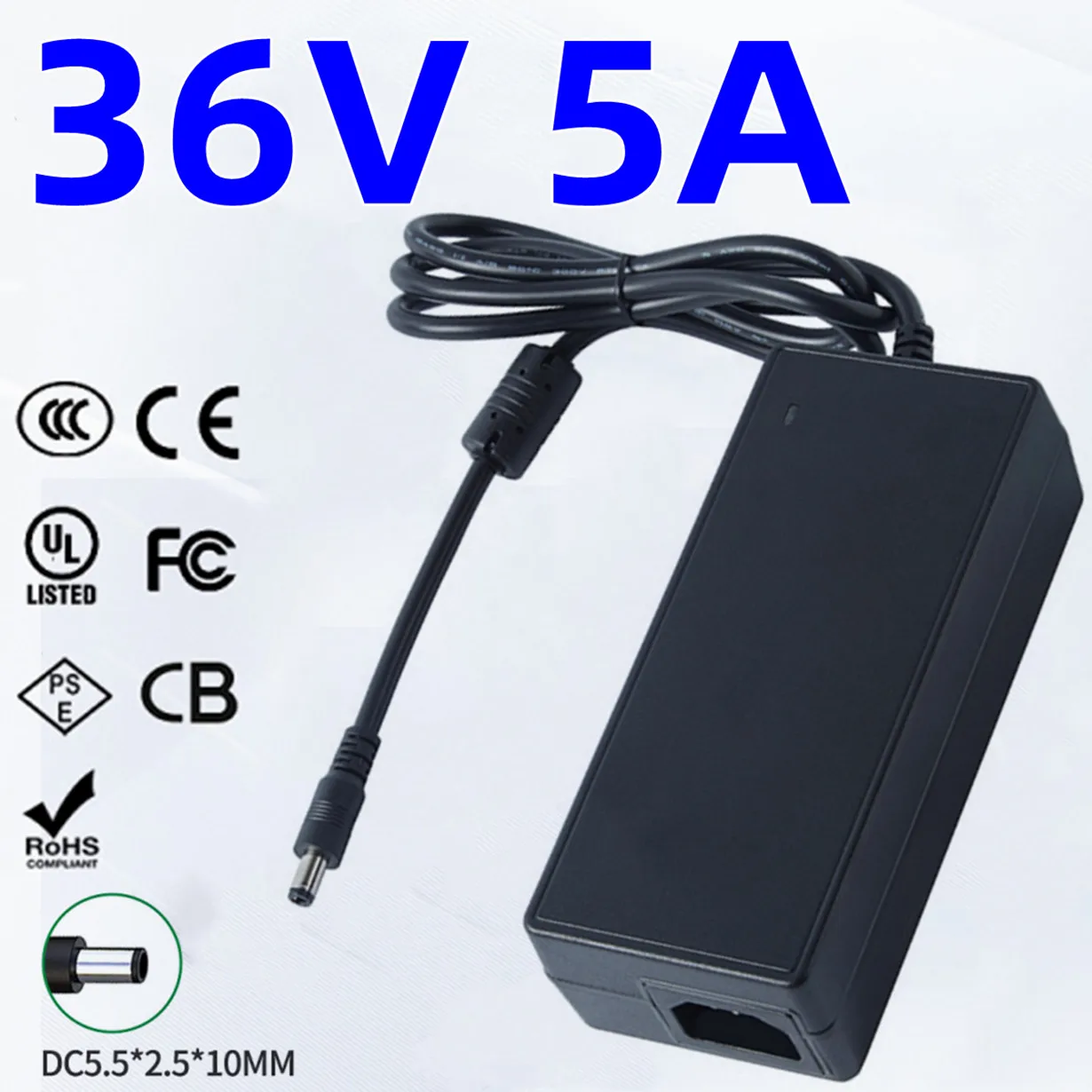 AC/DC 36V 5A Power Supply 36v 5000ma Power Adapter Transformer 36W Switching Mode Power Supply 36 Volt Regulated Plug 5.5X2.5mm