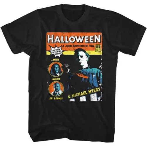 Halloween Men's T-Shirt Comic Movie Poster Michael Myers Laurie Dr. Loomis