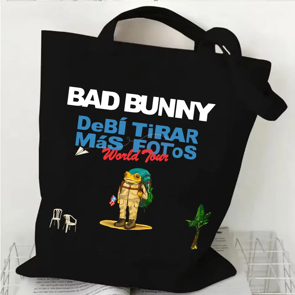

Bad Bunny DTMF World Tour 2025-2026 Сумка для покупок Debi Tirar Mas Fotos Холстовая сумка-шоппер для девочек Модные сумки на плечо