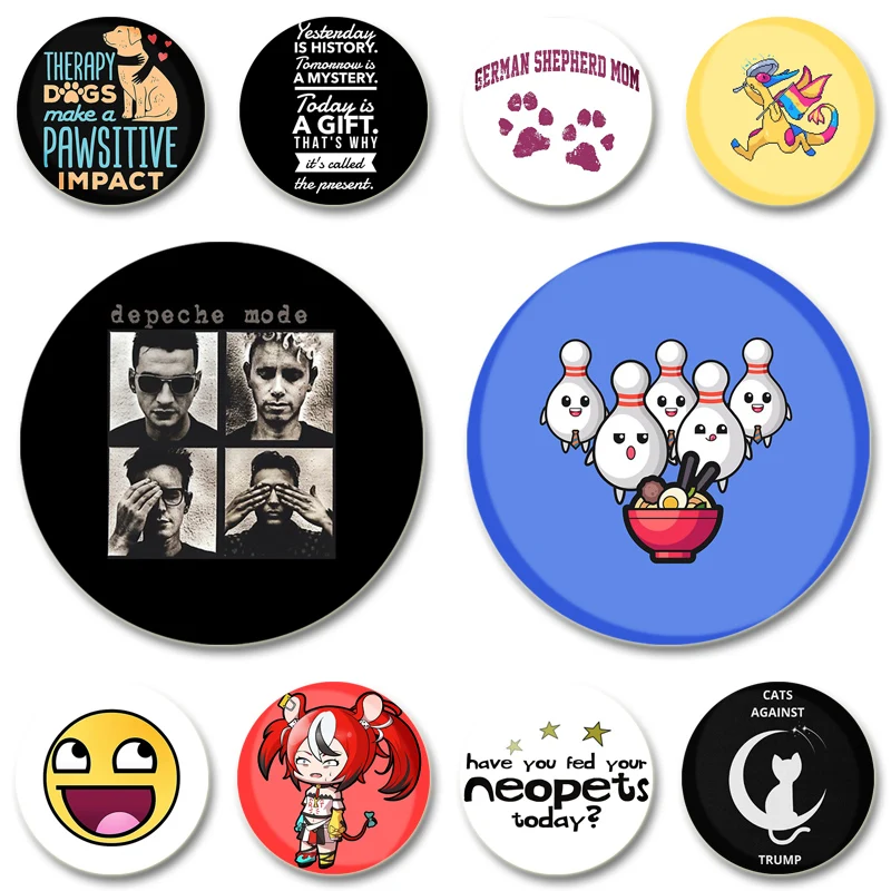 Exquisit Badge about Awesome Face Pandas Bowling Girls Und Panzer Therapy Dogs,cartoon Cute Brooches for Collar Backpack Jewelry