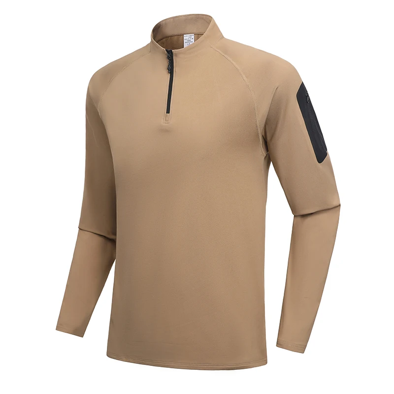 Мужская тренировочная рубашка с полумолнией для выступлений, эластичный топ из полиэстера 90/10 с 4 иглами для тренажерного зала, бега, баскетбола и зимних тренировок