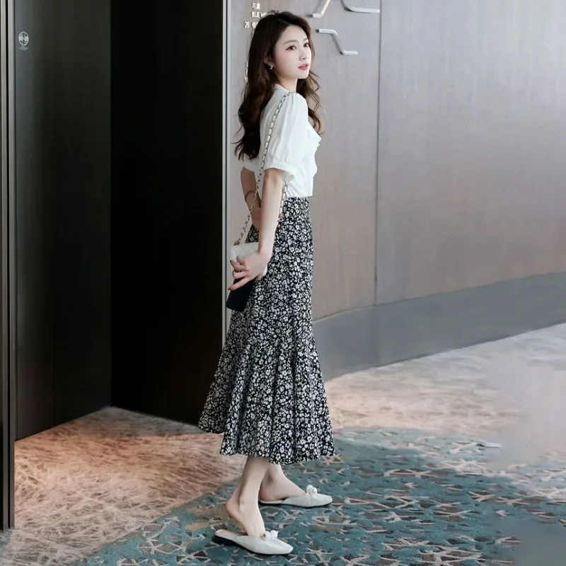2025년 여름 스타일리시한 한국 스타일의 단정하고 우아한 캐주얼 의류 트렌드 스트리트웨어 여성 치마 쉬폰 여성 스커트