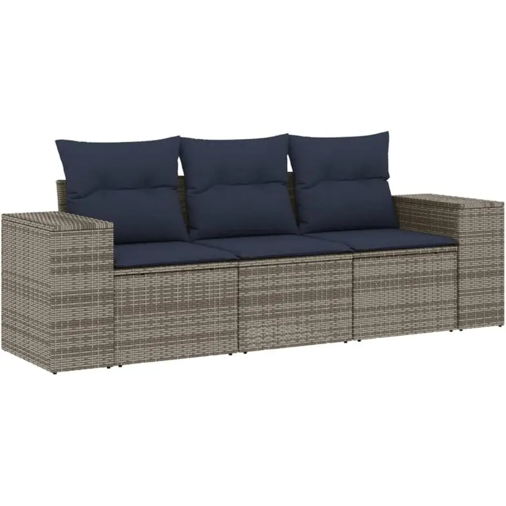 

Серый комплект уличной мебели из 3 предметов с подушками из полиротанга