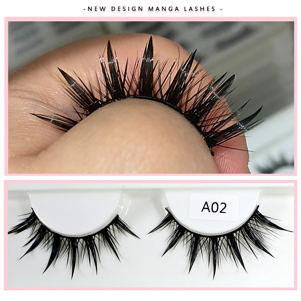 Nuevo diseño de pestañas postizas de moda para cosplay, púas dramáticas, pestañas mojadas, maquillaje manga, pestañas postizas 3