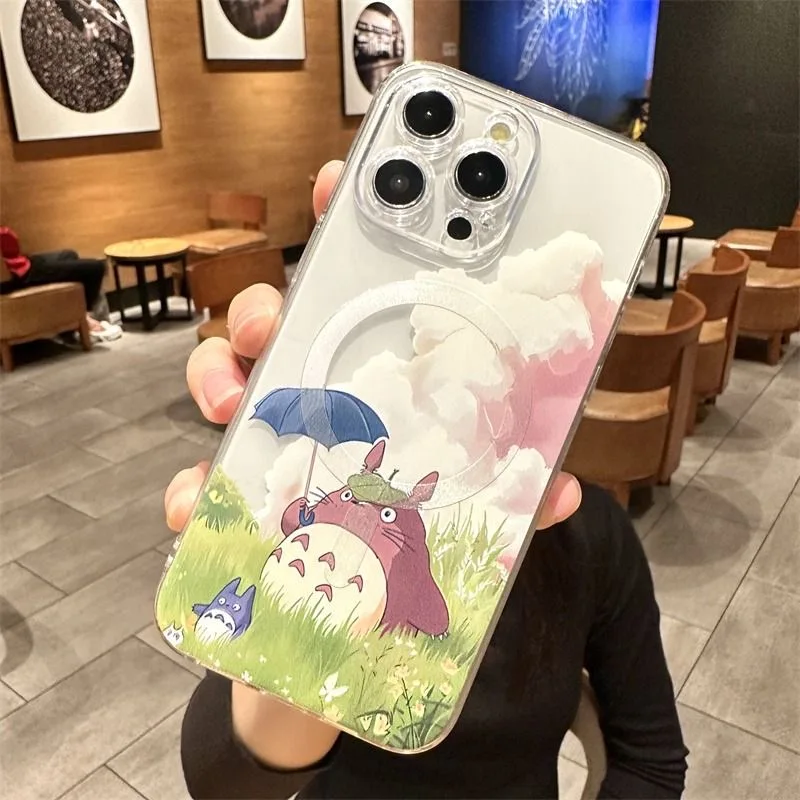 Cartoon T-Totoros Magsafe Magnetic Phone Case for Samsung Galaxy S24 S23 S22 S21 S20 FE Plus Ultra 5G Soft Clear Tpu Cover