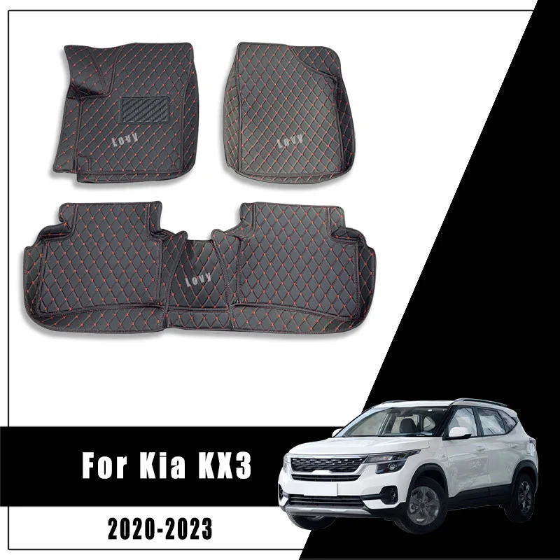 

Car Floor Mats For Kia Seltos KX3 2021 2020 Carpets Auto Interiors Accessories Leather Foot Rugs Waterproof Automobiles Rugs