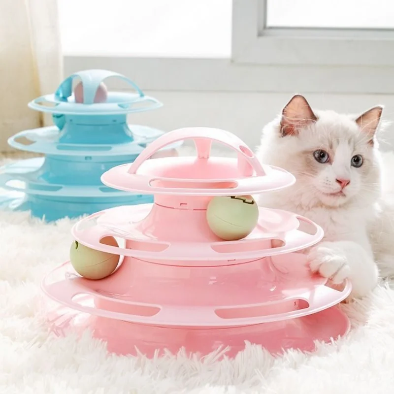 

Interactive 4 Layers Tower for Cat, Funny Tunnel, Pet Supplies, Pet Products, Blue and Pink Accessories